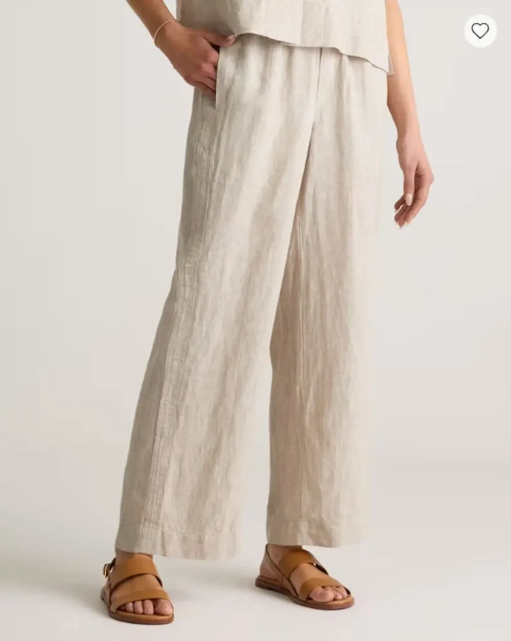 QUINCE 100% European Linen Wide Leg Pants Flax Sz L NWT {3T30}